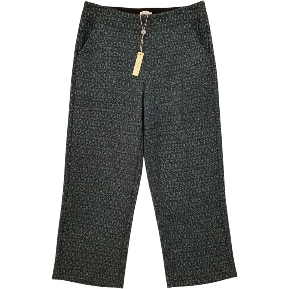 Max Studio London Wide Leg Geometric Diamond Print Pants Green Womens M NEW